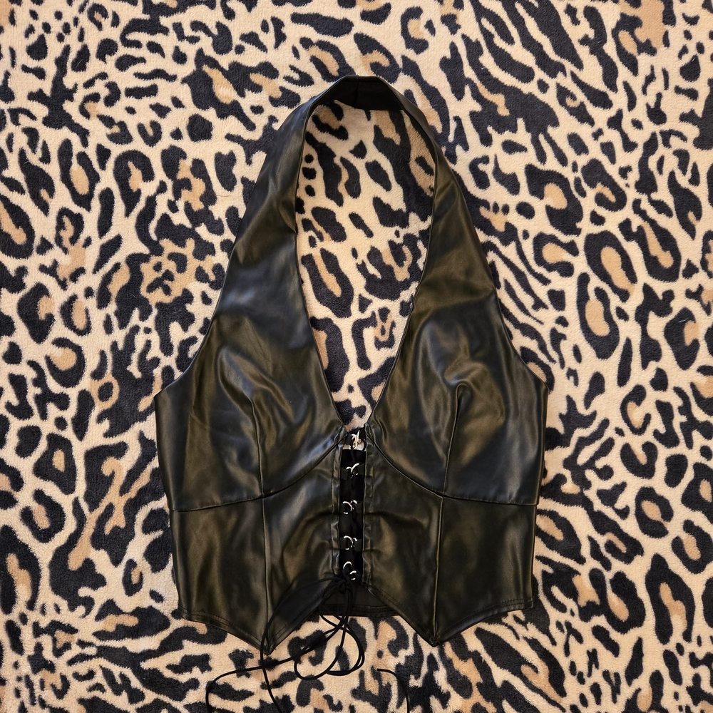 Gothic Black Faux Leather Top